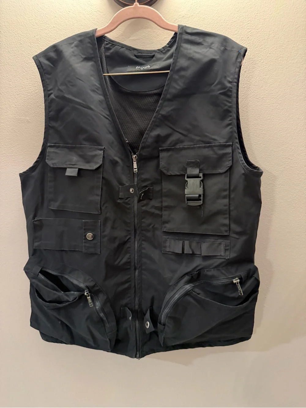 Men's Black Utility Vest - Unbranded Tactical Workwear silver spoon large